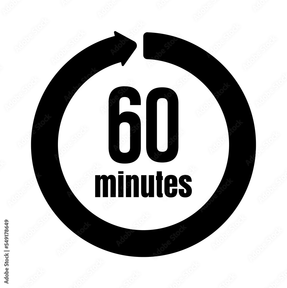 Clock , timer (time passage) icon / 60 minutes / png ( background