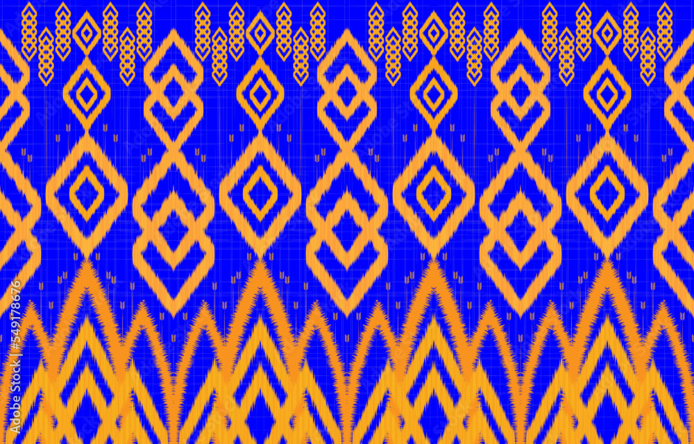 Royal luxurious ancient Ikat patterns. Geometric ethnic tribal vintage retro style. Fabric textile ikat seamless pattern. Indian African Asian navajo Aztec ikat print vector abstract background. - obrazy, fototapety, plakaty 