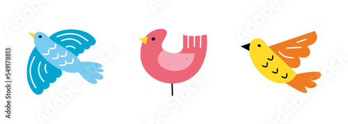 Cute bird in naive cartoon illustration for kids design element