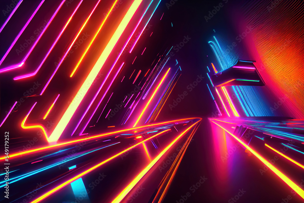 abstract neon color cyberpunk background, neon spectrum, glowing