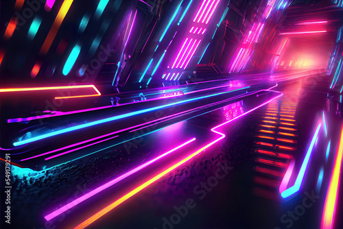 abstract neon color cyberpunk background, neon spectrum, glowing futuristic lights as multicolor wallpaper header