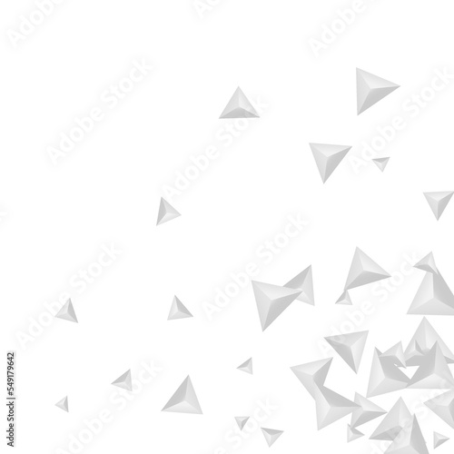 Gray Element Background White Vector. Pyramid Shadow Texture. Grizzly 3d Card. Polygon Isolated. Greyscale Triangular Template.