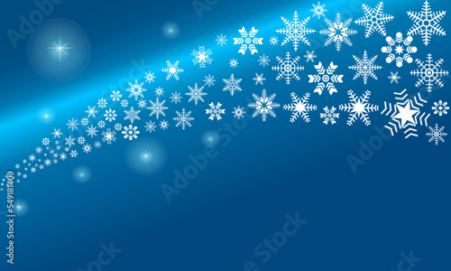 decorative winter background with hand drawn snowflakes, snow, stars, design elements vector, Background with Flying Snowflakes.
