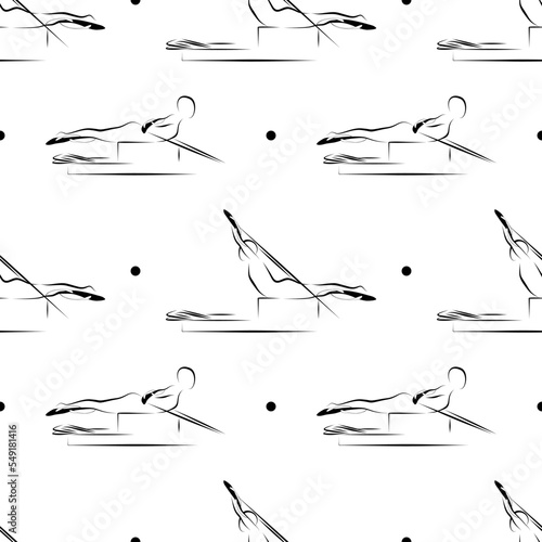 Pilates poses seamless vector pattern