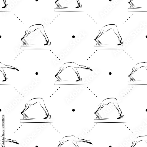 Pilates poses seamless vector pattern