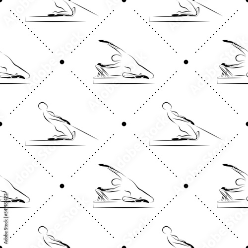 Pilates poses seamless vector pattern
