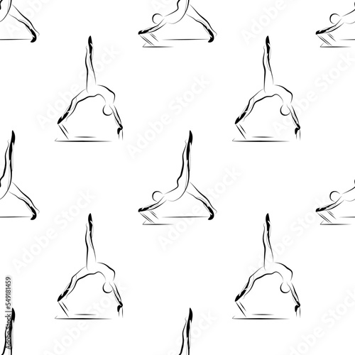 Pilates poses seamless vector pattern