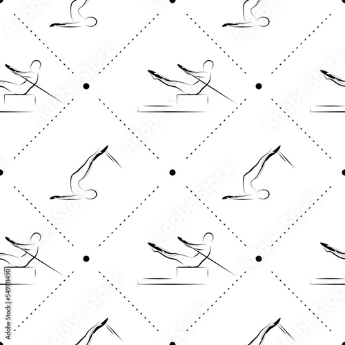Pilates poses seamless vector pattern