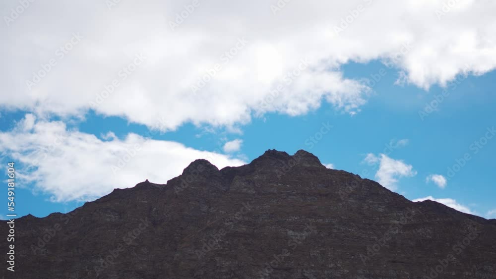 4K shot of clouds moving above the mountains as seen from Keylong in Lahaul and Spiti district at Himachal Pradesh, India. Clouds above the mountain peaks of Keylong. Nature Background. 4K shot of clouds moving above the mountains as seen from Keylong in Lahaul and Spiti district at Himachal Pradesh, India. Clouds above the mountain peaks of Keylong. Nature Background.