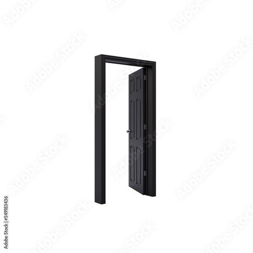 black interior Open Door and Frame