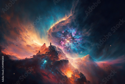 Galaxy, beautiful nebula illustration © NadiaArts