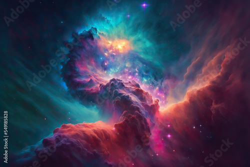 Space nebula, colorful abstract background 