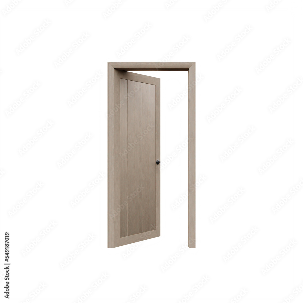 Beige Interior Open Door and Frame Beige Interior Open Door and Frame