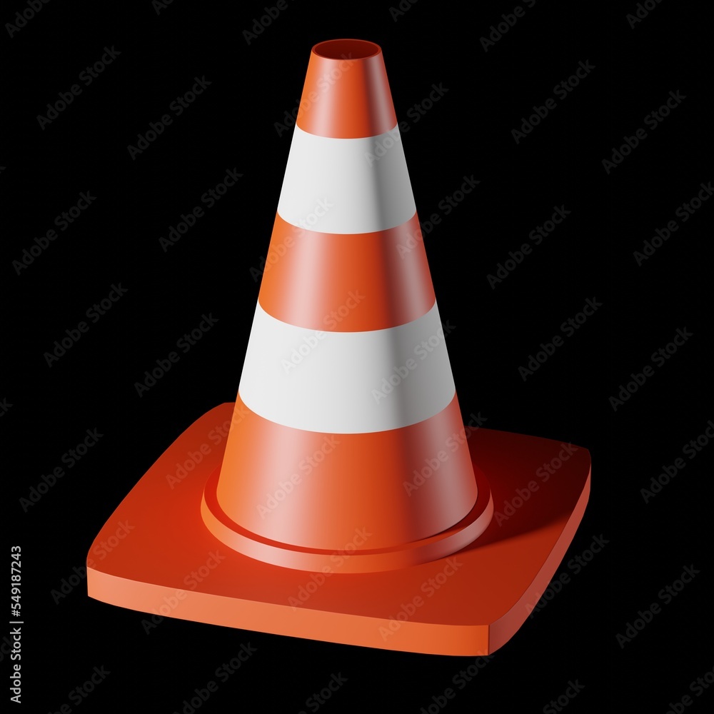 3d render of orange road cone. 3d render of orange road cone.