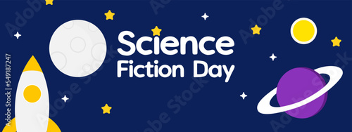 simple science fiction day illustration background with copyspace