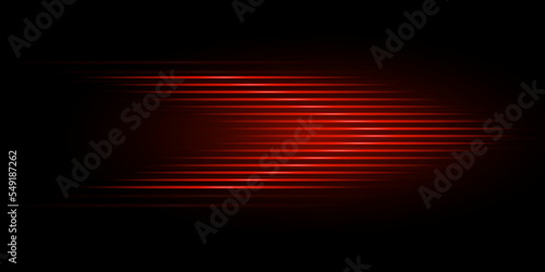 Red light vector illustration, light effect on black background. Design element.