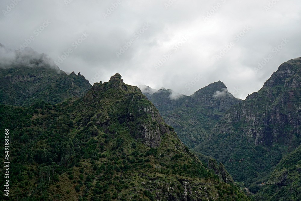 green landscape with the mountains of madeira green landscape with the mountains of madeira