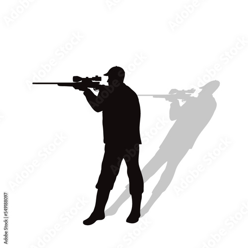 Vector silhouette of hunter with gun.