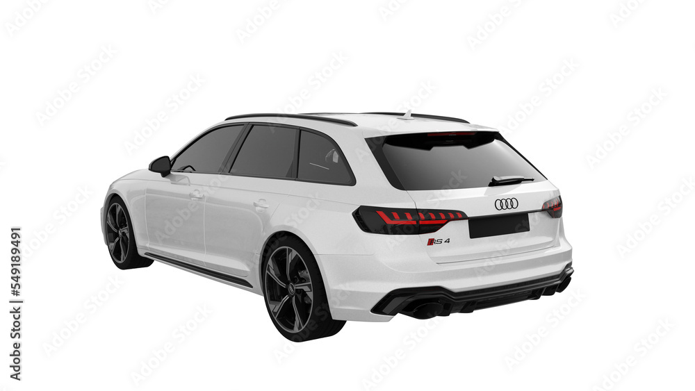back view of white car isolated on white, AUDI RS4 AVANT png ...