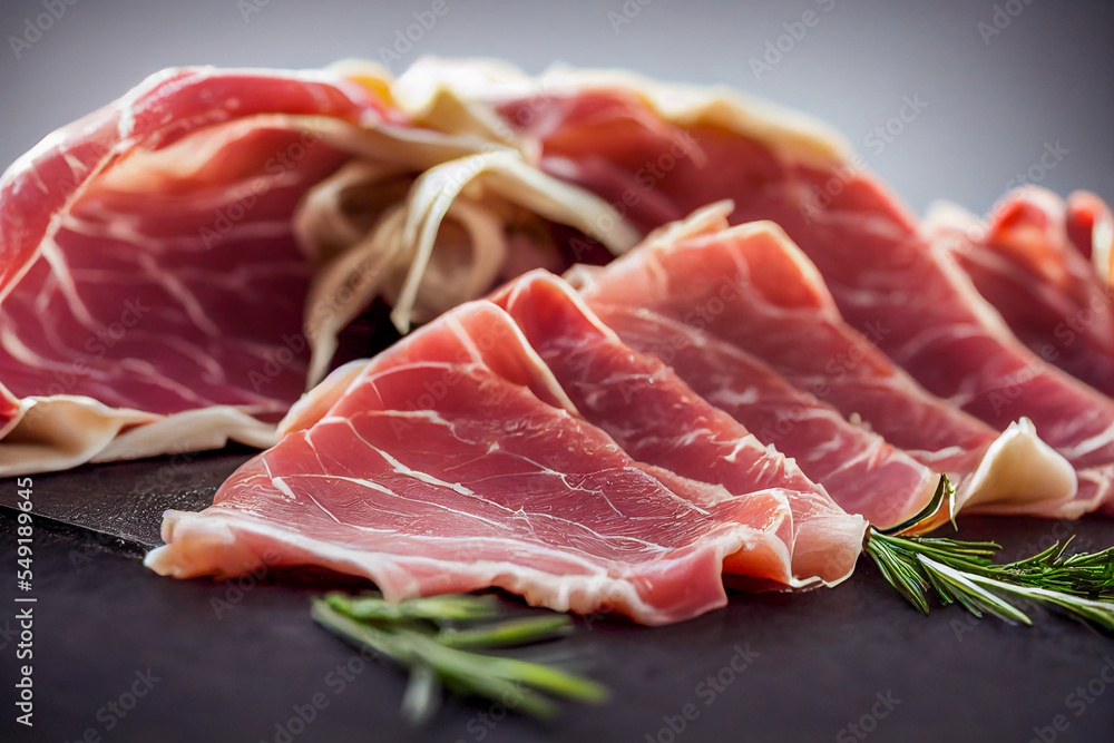 Fresh ham with rosemary generative ai illustration