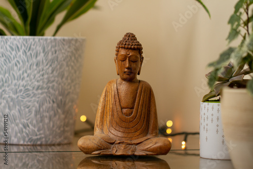 wooden buddha figurine