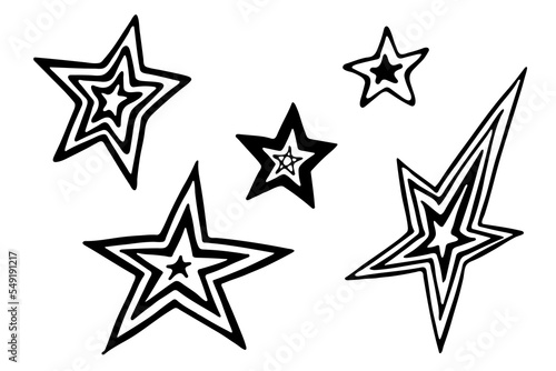 Vector hand drawn star clipart. Doodle set for print  web  greeting card  design  decor