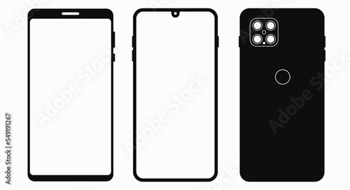 Smartphone with a frame, frameless smartphone, the back side of the phone. Flat vector illustration isolated on white