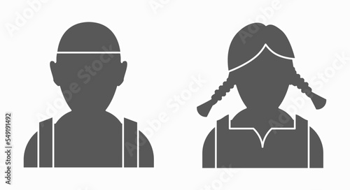 Man and woman couple silhouette avatar icon. Flat vector illustration isolated on white