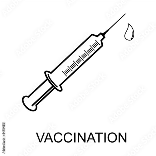 Syringe line icon. Vaccination icon. Medical symbol in linear style on white background. vector eps 10