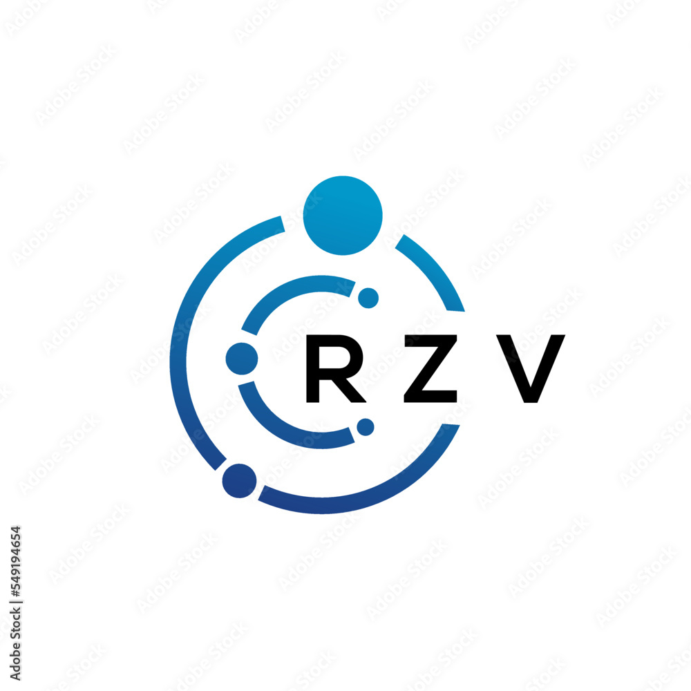 RZV letter technology logo design on white background. RZV creative initials letter IT logo concept. RZV letter design. RZV letter technology logo design on white background. RZV creative initials letter IT logo concept. RZV letter design.