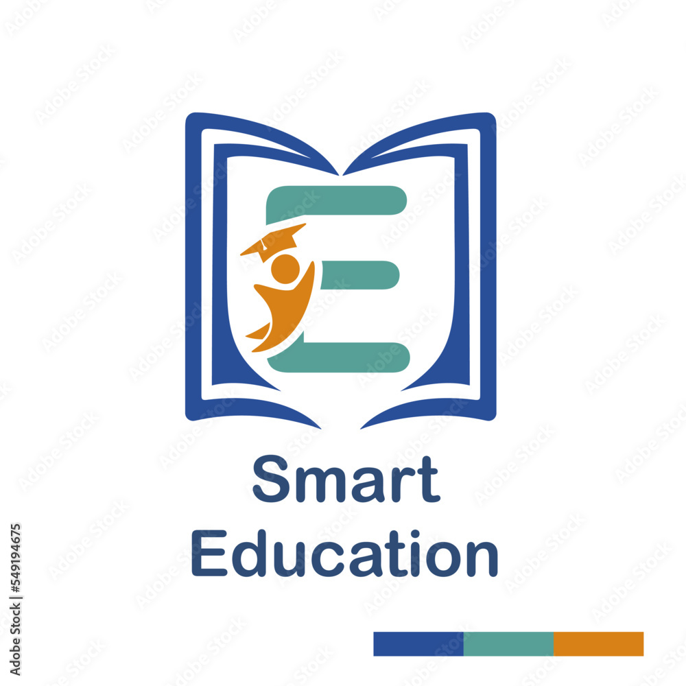Initial E Letter with book and student symbol character for school, education, trainer center business logo template vector Initial E Letter with book and student symbol character for school, education, trainer center business logo template vector