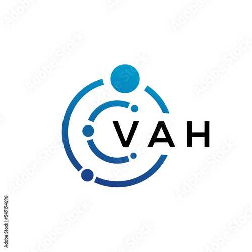 VAH letter technology logo design on white background. VAH creative initials letter IT logo concept. VAH letter design.