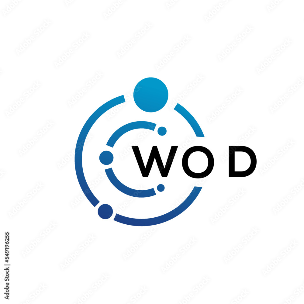 WOD letter technology logo design on white background. WOD creative initials letter IT logo concept. WOD letter design. WOD letter technology logo design on white background. WOD creative initials letter IT logo concept. WOD letter design.