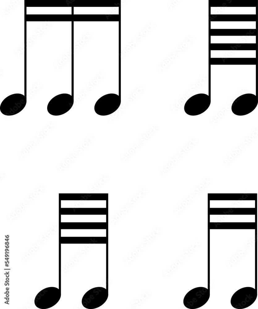 Musical Notes, Keys, Pauses and other symbols in the vector. A complete