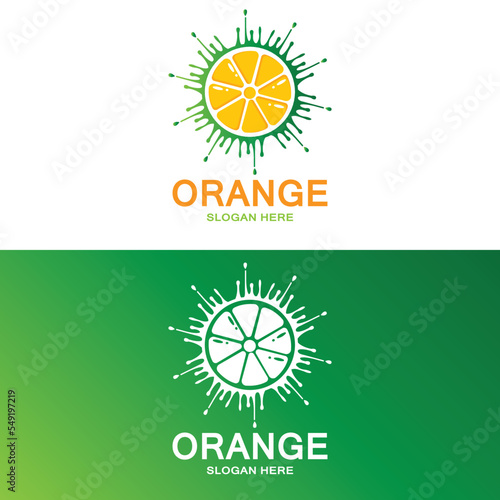 Fresh Fruit Orange Vector Logo Design For Fruit Shop, Juice Shop, In Orange Color