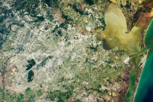 Satellite view of  Houston, USA from the space. Elements of this image furnished by NASA. photo