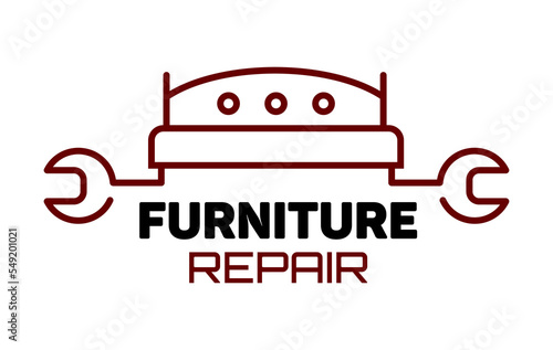 Hauling or restore furniture logo. Fixing or repair furniture vector sign. Leather and Fabric Upholstery emblem.