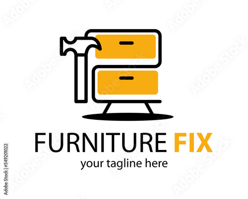 Hauling or restore furniture logo. Fixing or repair furniture vector sign. Leather and Fabric Upholstery emblem.