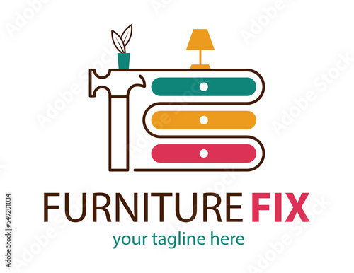 Hauling or restore furniture logo. Fixing or repair furniture vector sign. Leather and Fabric Upholstery emblem.