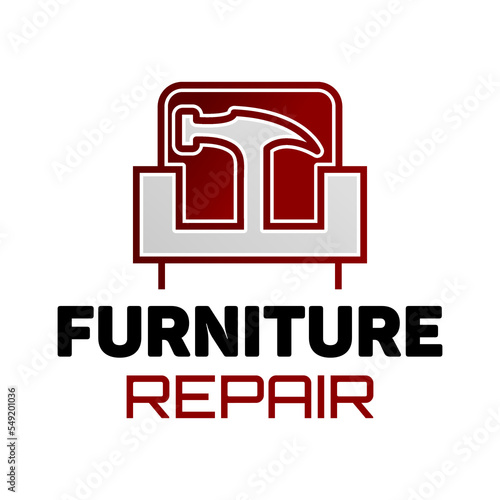 Hauling or restore furniture logo. Fixing or repair furniture vector sign. Leather and Fabric Upholstery emblem.