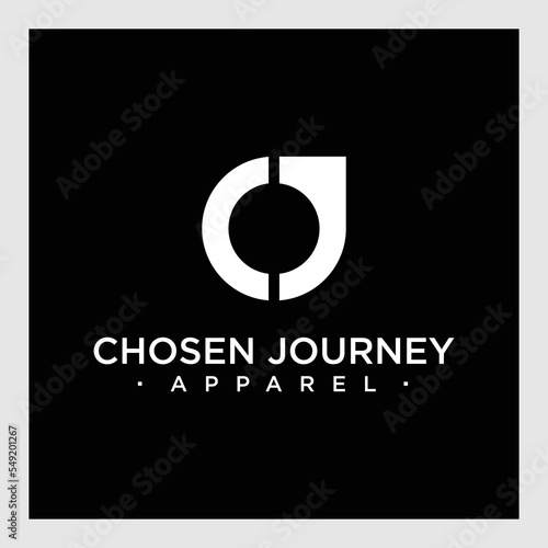 initial letter logo cj, jc, j inside c rounded lowercase white black background