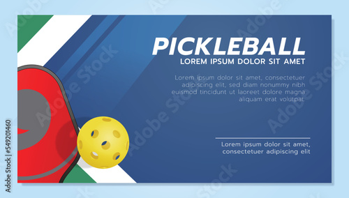 pickleball banner template with a paddle and yellow ball.