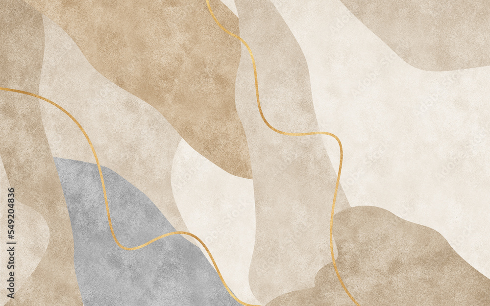 Picture of Golden abstract art geometric figures. Stylish modern wall art for wall ...