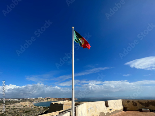 Flag of Portugal on the Fortaleza de Sagres photo