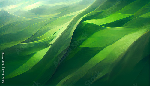 Abstraction in green tones. The waves pass into each other, the illusion of a green ocean.