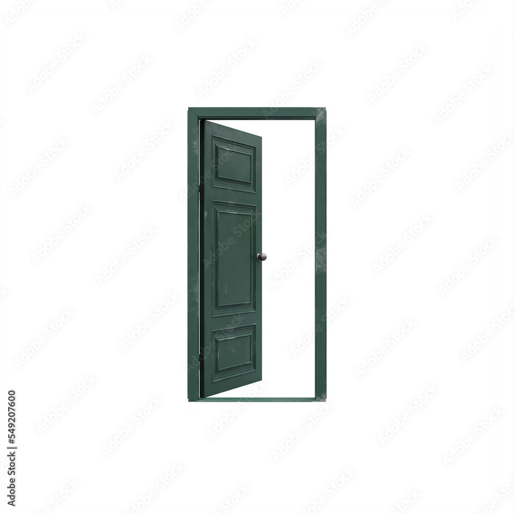 Green Open Door isolated Green Open Door isolated