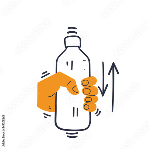 hand drawn doodle hand shake the bottle illustration vector