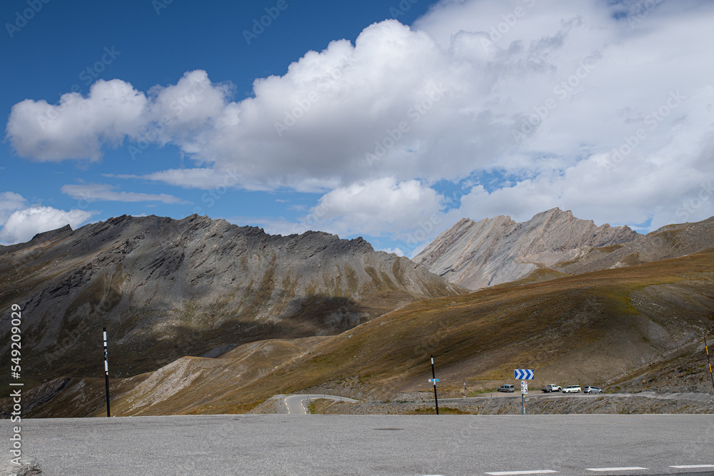 border crossing of the Colle dell Agnello or Col Agnel in the alps between Italy and France
