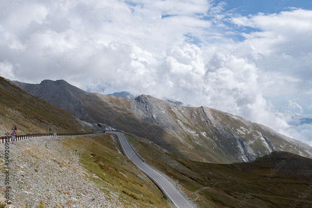 road that goes up to the Colle dell Agnello or Col Agnel on the Italian side between the alps towards the border between Italy and France