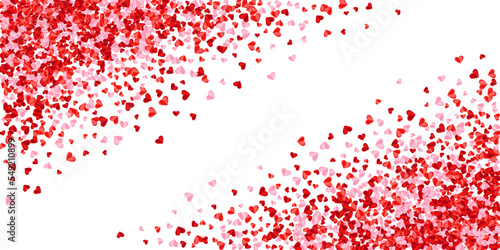Paper 3D rosy heart shapes explosion vector background. Wedding decorative elements. Postcard